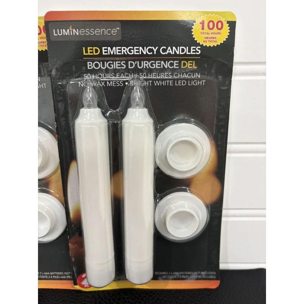 Emergency White LED Candles Luminescence 4 NEW SEALED PACKS 8 Candles Total